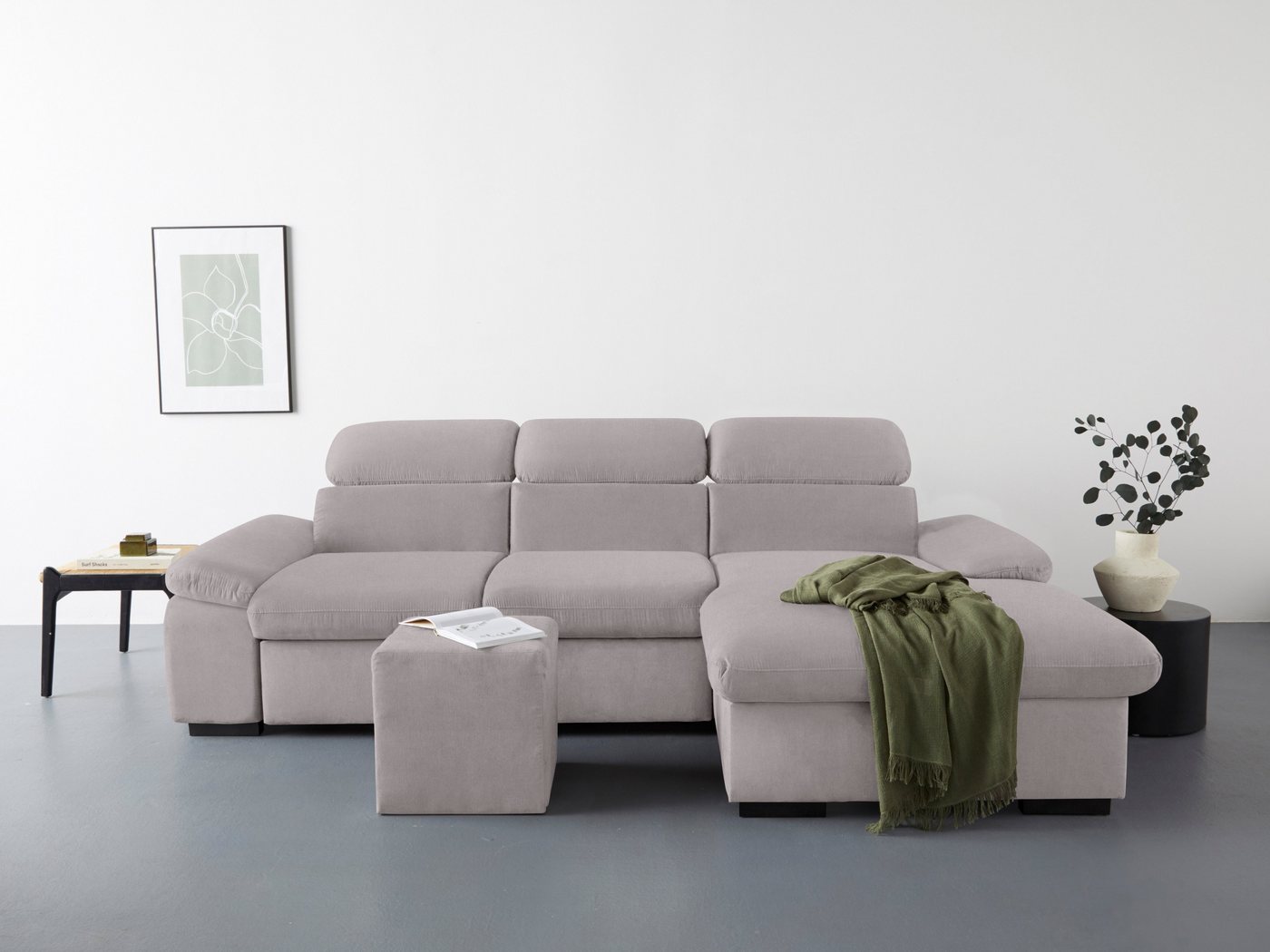 COTTA Ecksofa Lola L-Form, Set, mit Hocker & Kopfteilfunktion, wahlw. Bett- und Armteilfunktion von COTTA