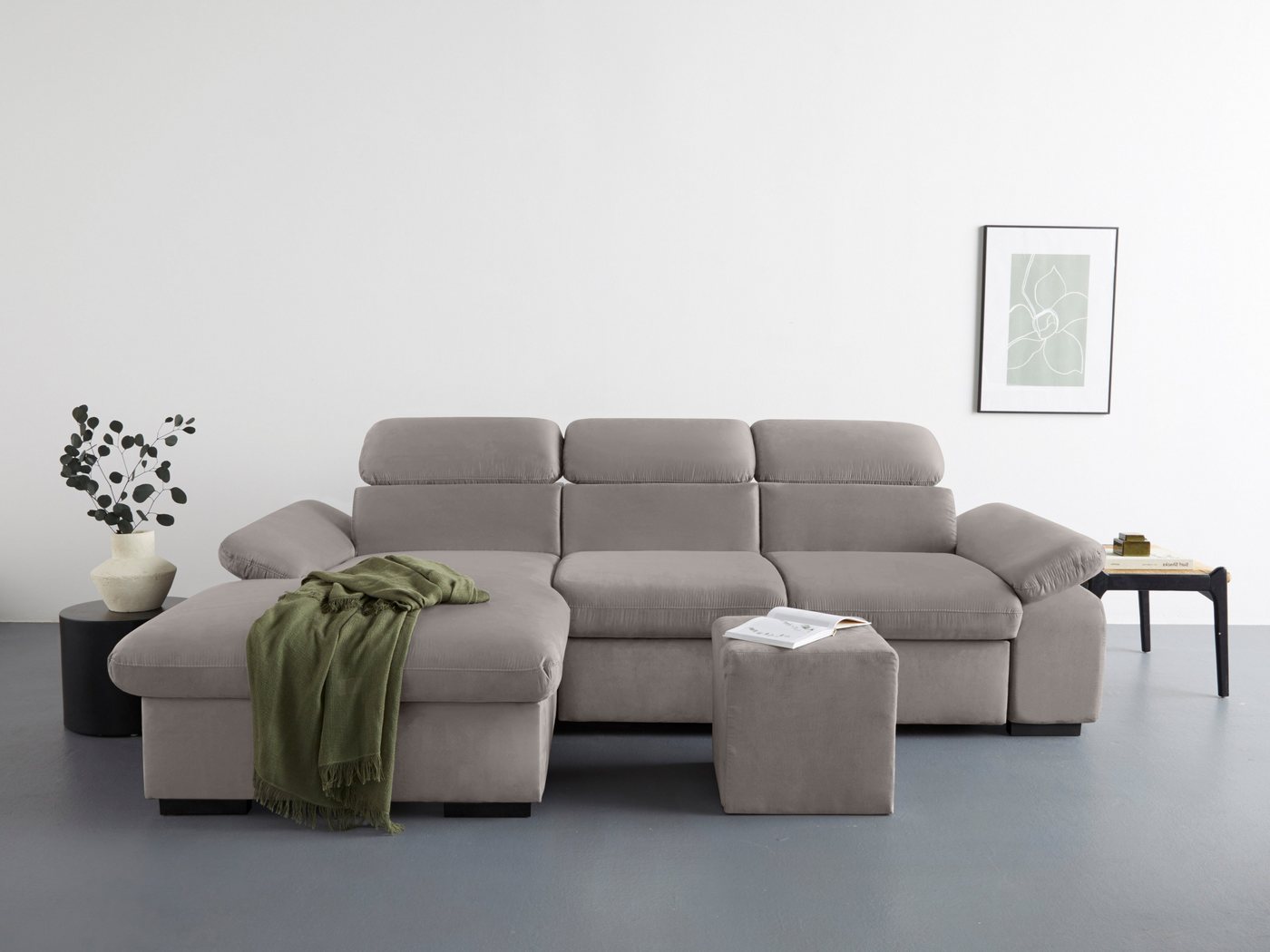 COTTA Ecksofa Lola L-Form, Set, mit Hocker & Kopfteilfunktion, wahlw. Bett- und Armteilfunktion von COTTA