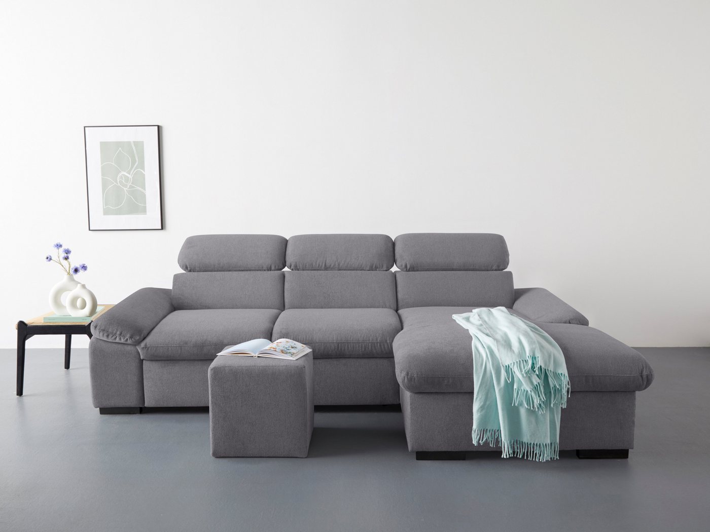 COTTA Ecksofa Lola, Set, mit Hocker & Kopfteilfunktion, wahlw. Bett- und Armteilfunktion von COTTA