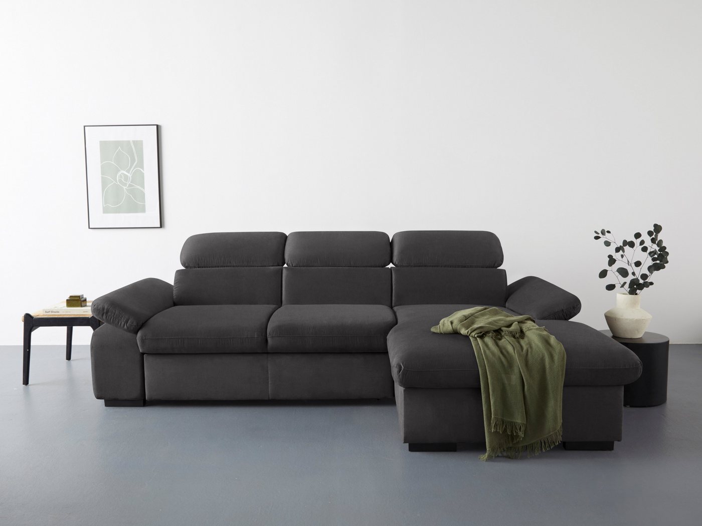 COTTA Ecksofa Lola L-Form mit Kopfteilfunktion & Hocker, Set, wahlweise mit Bettfunktion, Bettkasten & Armteilverstellung von COTTA