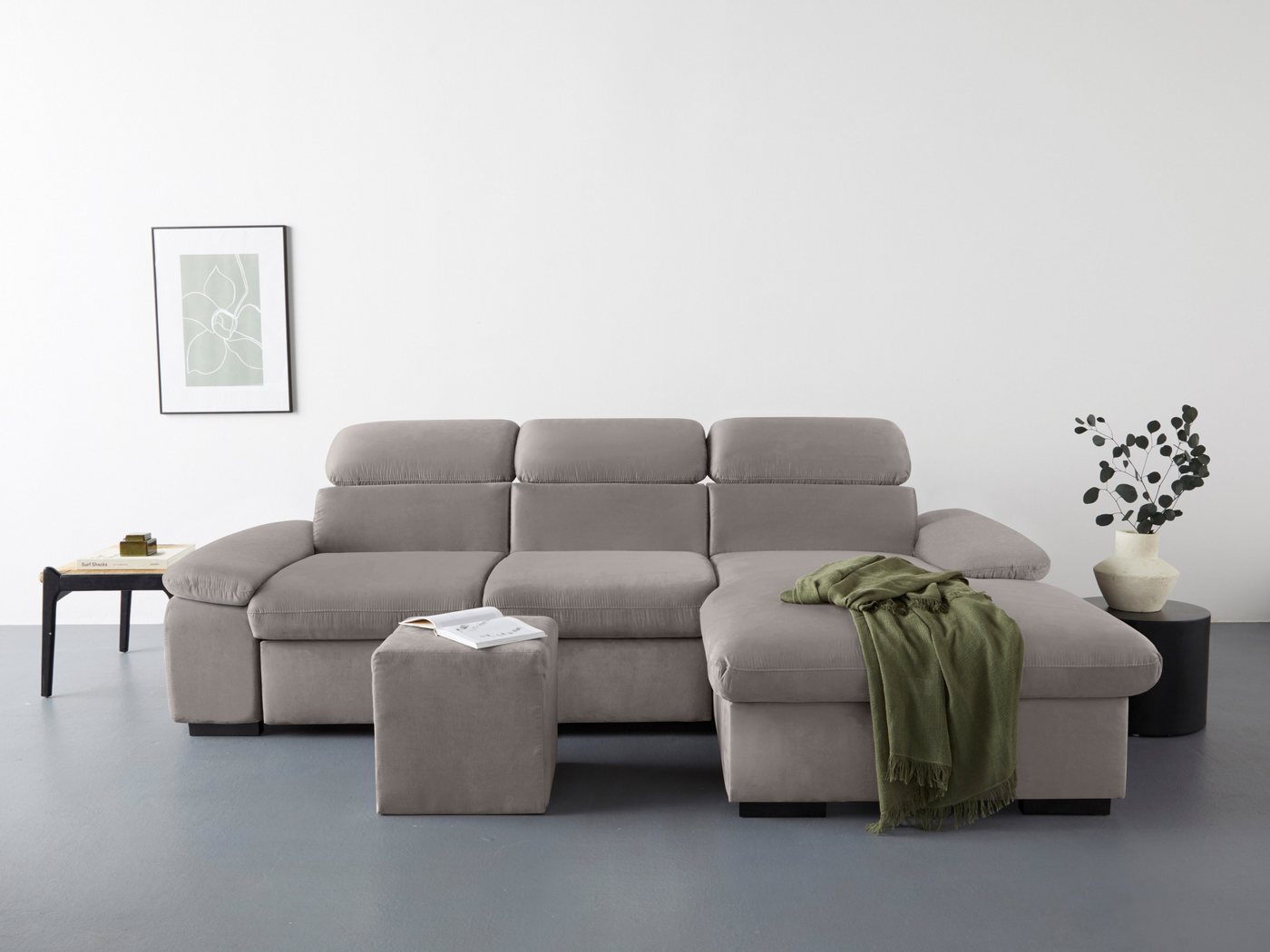 COTTA Ecksofa Lola L-Form, Set, mit Hocker & Kopfteilfunktion, wahlw. Bett- und Armteilfunktion von COTTA