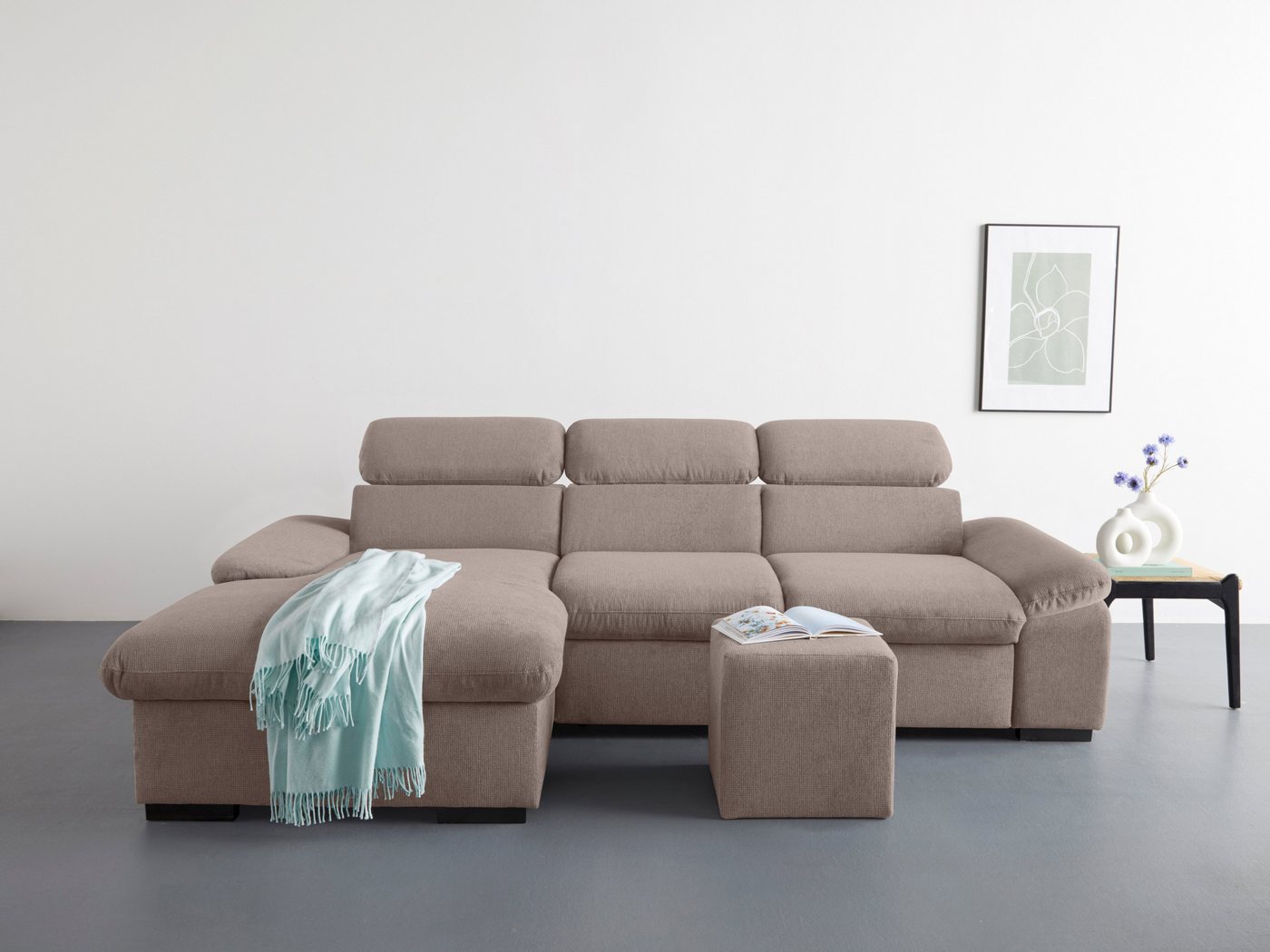 COTTA Ecksofa Lola, Set, mit Hocker & Kopfteilfunktion, wahlw. Bett- und Armteilfunktion von COTTA