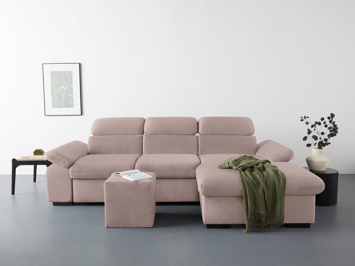 COTTA Ecksofa Lola L-Form, Set, mit Hocker & Kopfteilfunktion, wahlw. Bett- und Armteilfunktion von COTTA