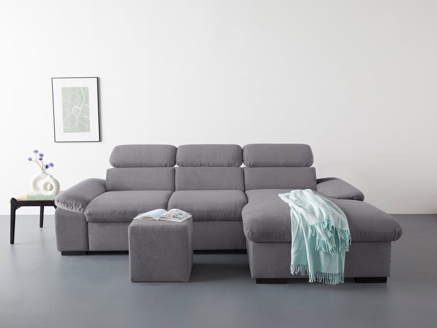 COTTA Ecksofa Lola, Set, mit Hocker & Kopfteilfunktion, wahlw. Bett- und Armteilfunktion von COTTA