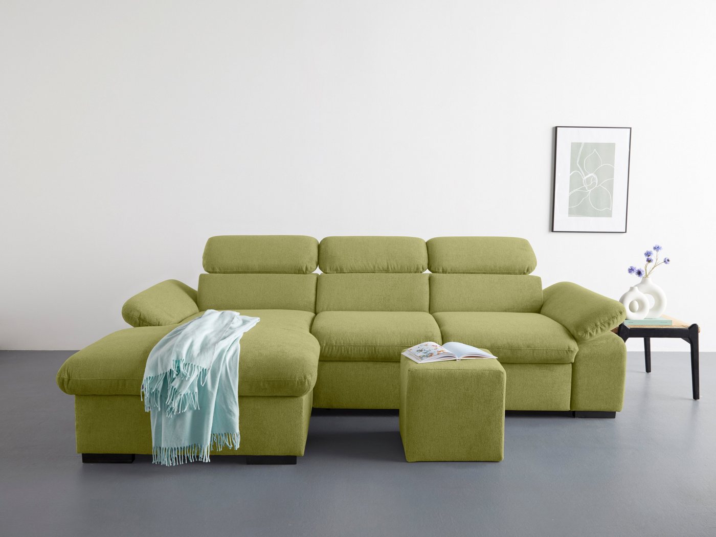 COTTA Ecksofa Lola L-Form, Set, mit Hocker & Kopfteilfunktion, wahlw. Bett- und Armteilfunktion von COTTA