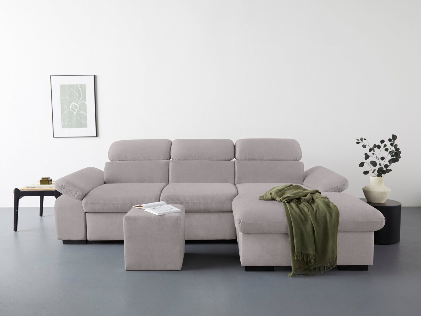 COTTA Ecksofa Lola L-Form, Set, mit Hocker & Kopfteilfunktion, wahlw. Bett- und Armteilfunktion von COTTA