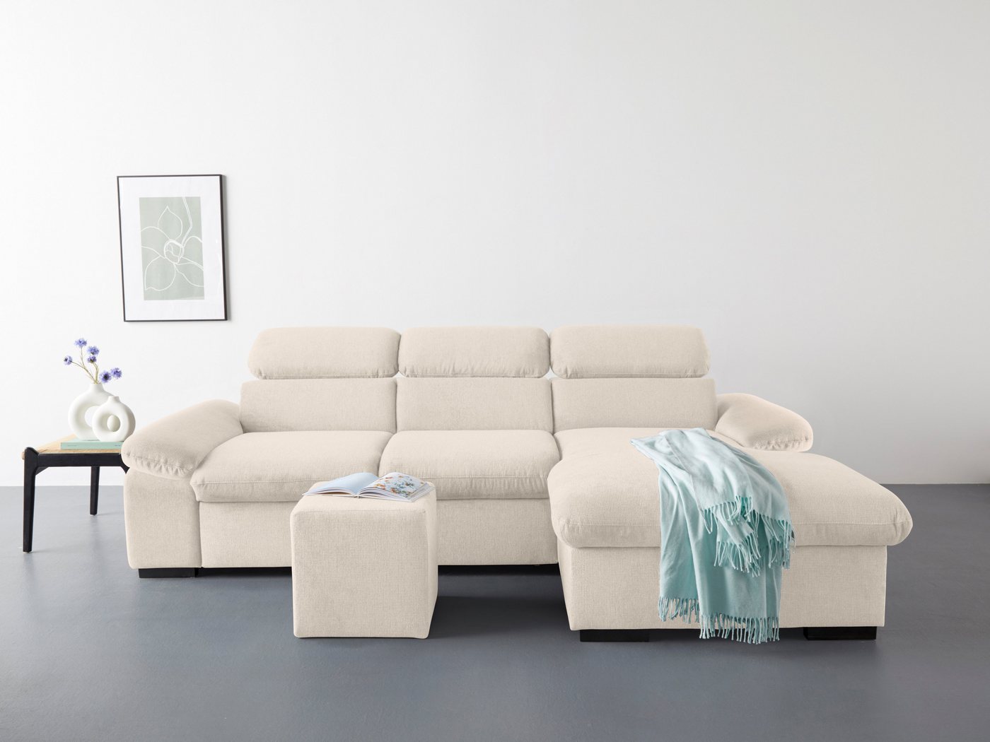 COTTA Ecksofa Lola L-Form, Set, mit Hocker & Kopfteilfunktion, wahlw. Bett- und Armteilfunktion von COTTA