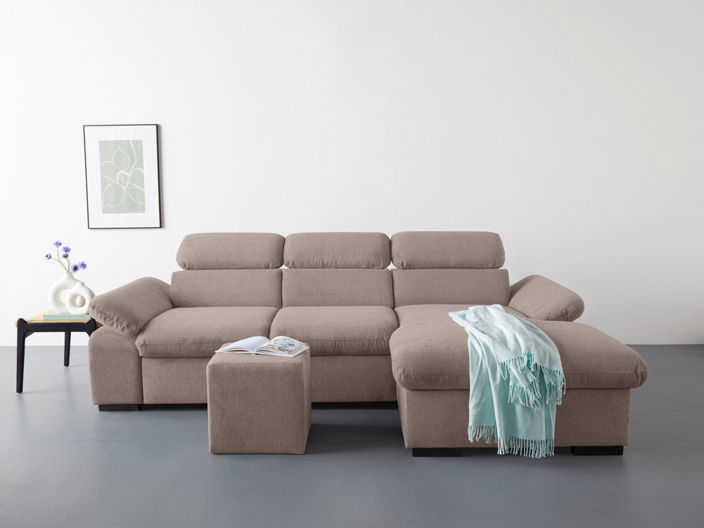 COTTA Ecksofa Lola L-Form, Set, mit Hocker & Kopfteilfunktion, wahlw. Bett- und Armteilfunktion von COTTA