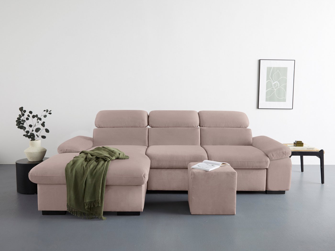 COTTA Ecksofa Lola L-Form, Set, mit Hocker & Kopfteilfunktion, wahlw. Bett- und Armteilfunktion von COTTA