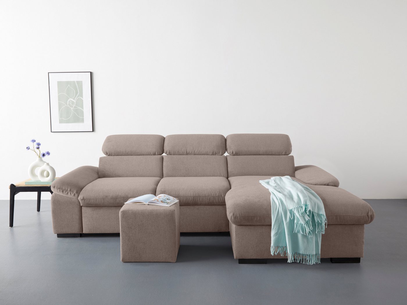 COTTA Ecksofa Lola, Set, mit Hocker & Kopfteilfunktion, wahlw. Bett- und Armteilfunktion von COTTA