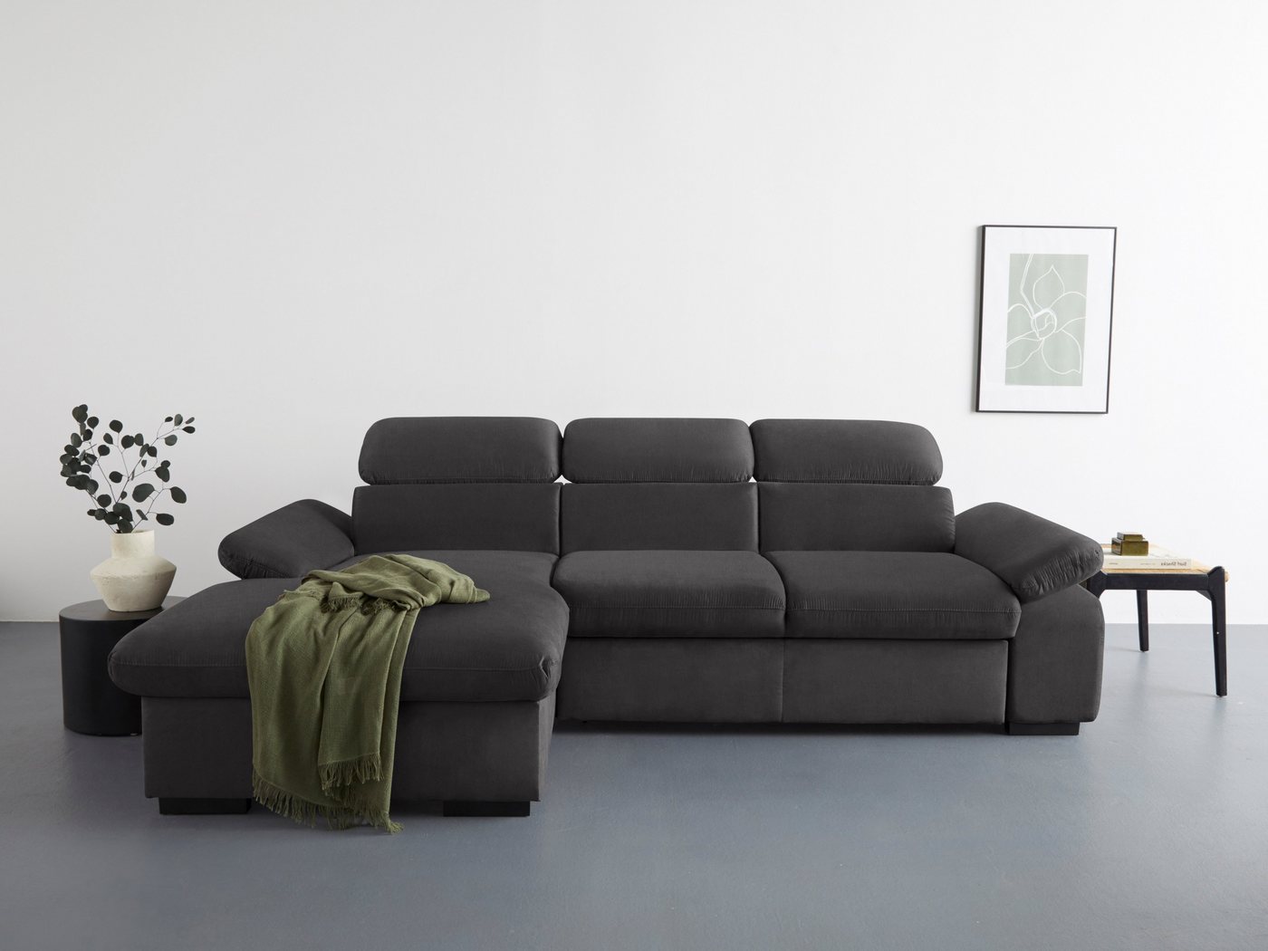 COTTA Ecksofa Lola L-Form mit Kopfteilfunktion & Hocker, Set, wahlweise mit Bettfunktion, Bettkasten & Armteilverstellung von COTTA