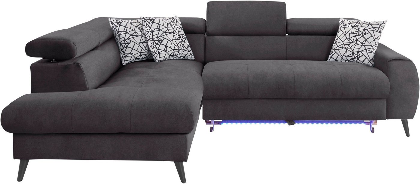 COTTA Ecksofa Mia L-Form, 3-tlg.-Kissen-Set, Ottomane, wahlweise mit oder ohne RGB-Beleuchtung von COTTA