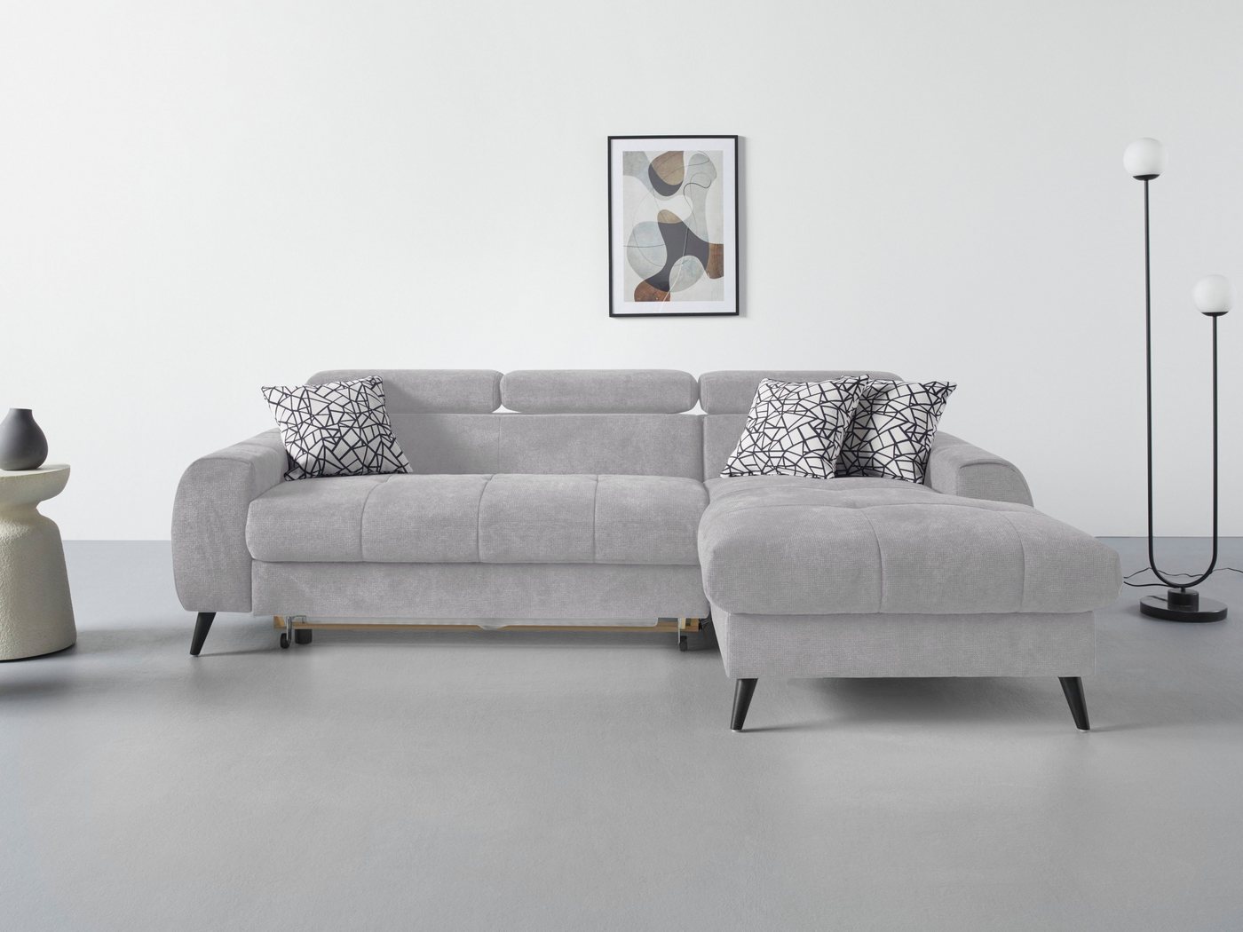 COTTA Ecksofa Mia L-Form, 3-tlg.-Kissen-Set, Recamiere, wahlweise mit oder ohne RGB-Beleuchtung von COTTA