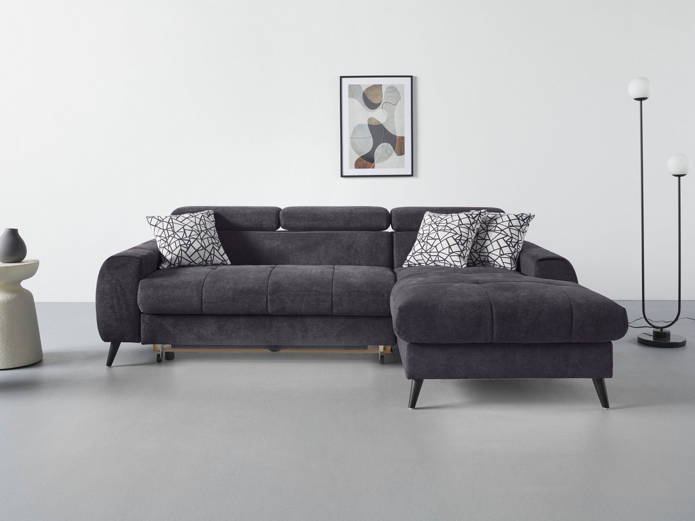 COTTA Ecksofa Mia L-Form, 3-tlg.-Kissen-Set, Recamiere, wahlweise mit oder ohne RGB-Beleuchtung von COTTA