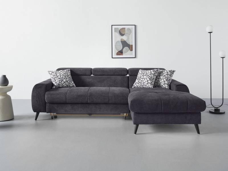 COTTA Ecksofa Mia L-Form mit 3 Zierkissen, wahlweise mit Bettfunktion, Bettkasten, Beleuchtung & Wireless-Charger von COTTA