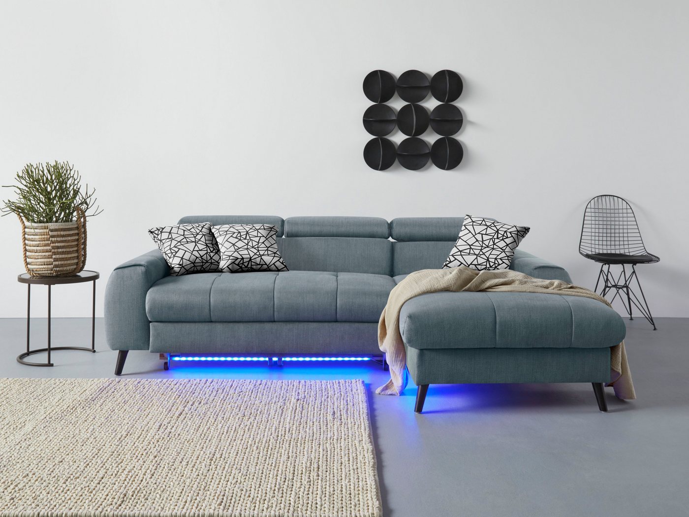 COTTA Ecksofa Mia L-Form, 3-tlg.-Kissen-Set, Recamiere, wahlweise mit oder ohne RGB-Beleuchtung von COTTA