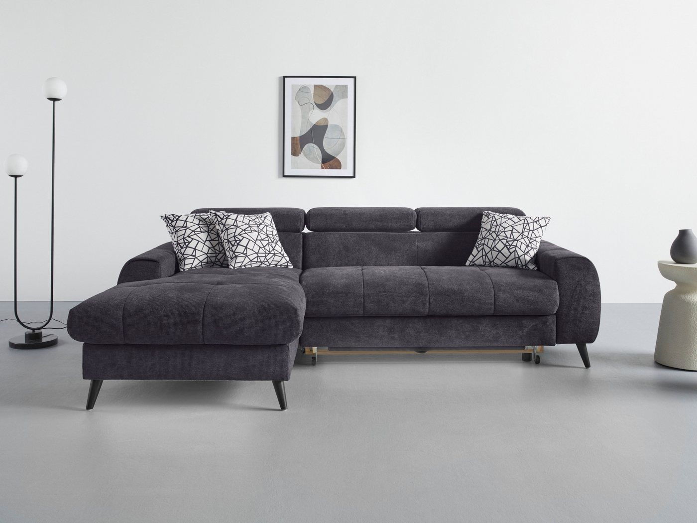 COTTA Ecksofa Mia L-Form, 3-tlg.-Kissen-Set, Recamiere, wahlweise mit oder ohne RGB-Beleuchtung von COTTA