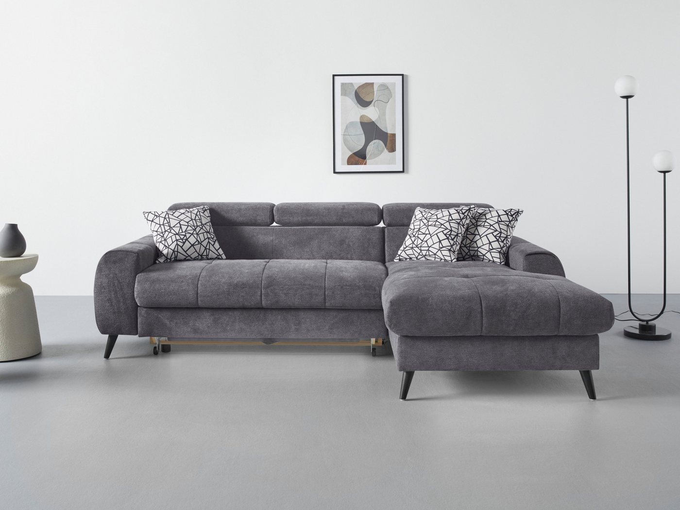 COTTA Ecksofa Mia L-Form, 3-tlg.-Kissen-Set, Recamiere, wahlweise mit oder ohne RGB-Beleuchtung von COTTA