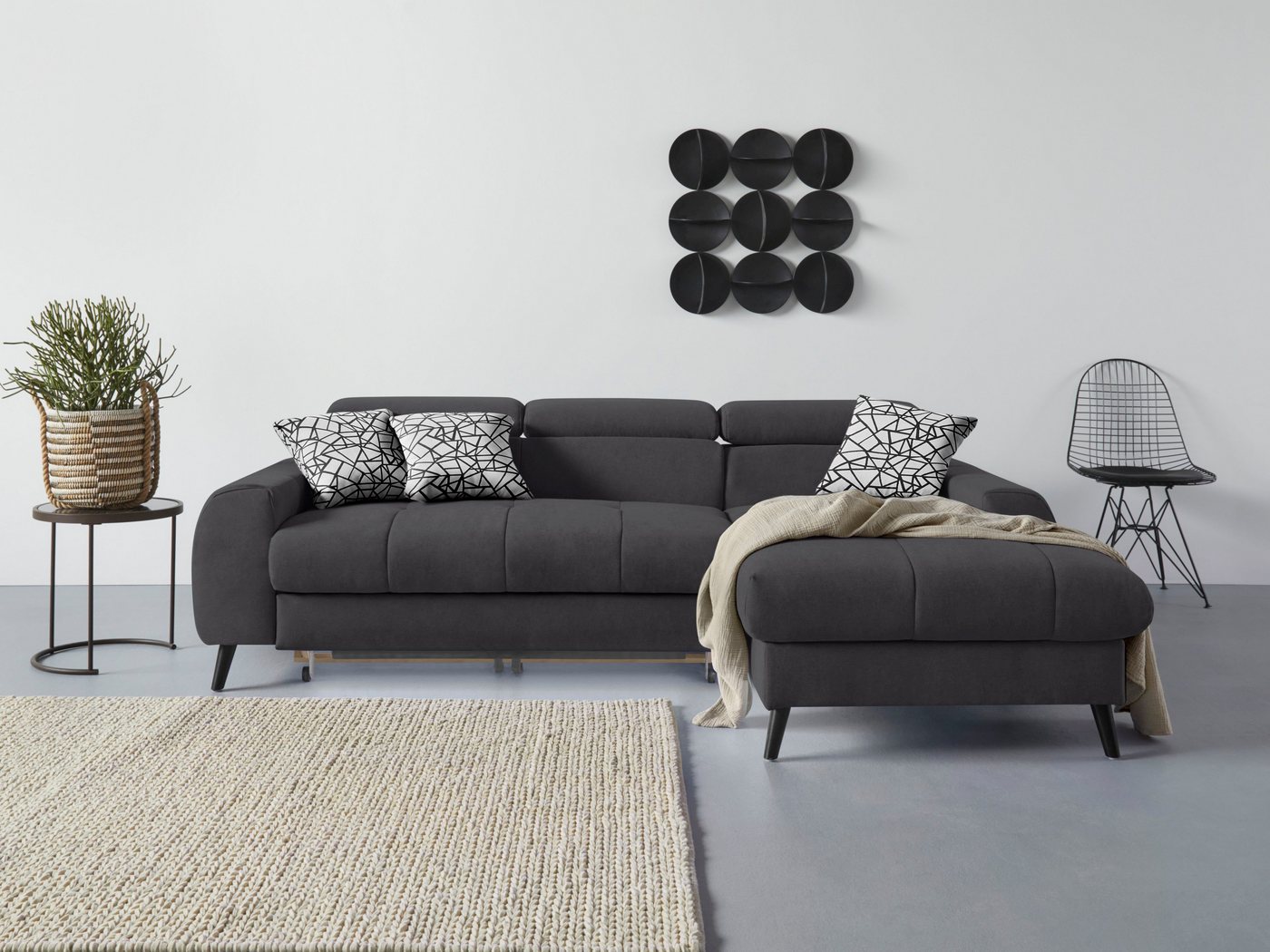 COTTA Ecksofa Mia L-Form mit 3 Zierkissen, wahlweise mit Bettfunktion, Bettkasten, Beleuchtung & Wireless-Charger COTTA Ecksofa Mia L-Form mit 3 Zierkissen, wahlweise mit Bettfunktion, Bettkasten, Beleuchtung & Wireless-Charger von COTTA