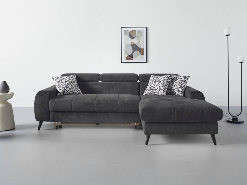 COTTA Ecksofa Mia L-Form mit 3 Zierkissen, wahlweise mit Bettfunktion, Bettkasten, Beleuchtung & Wireless-Charger von COTTA