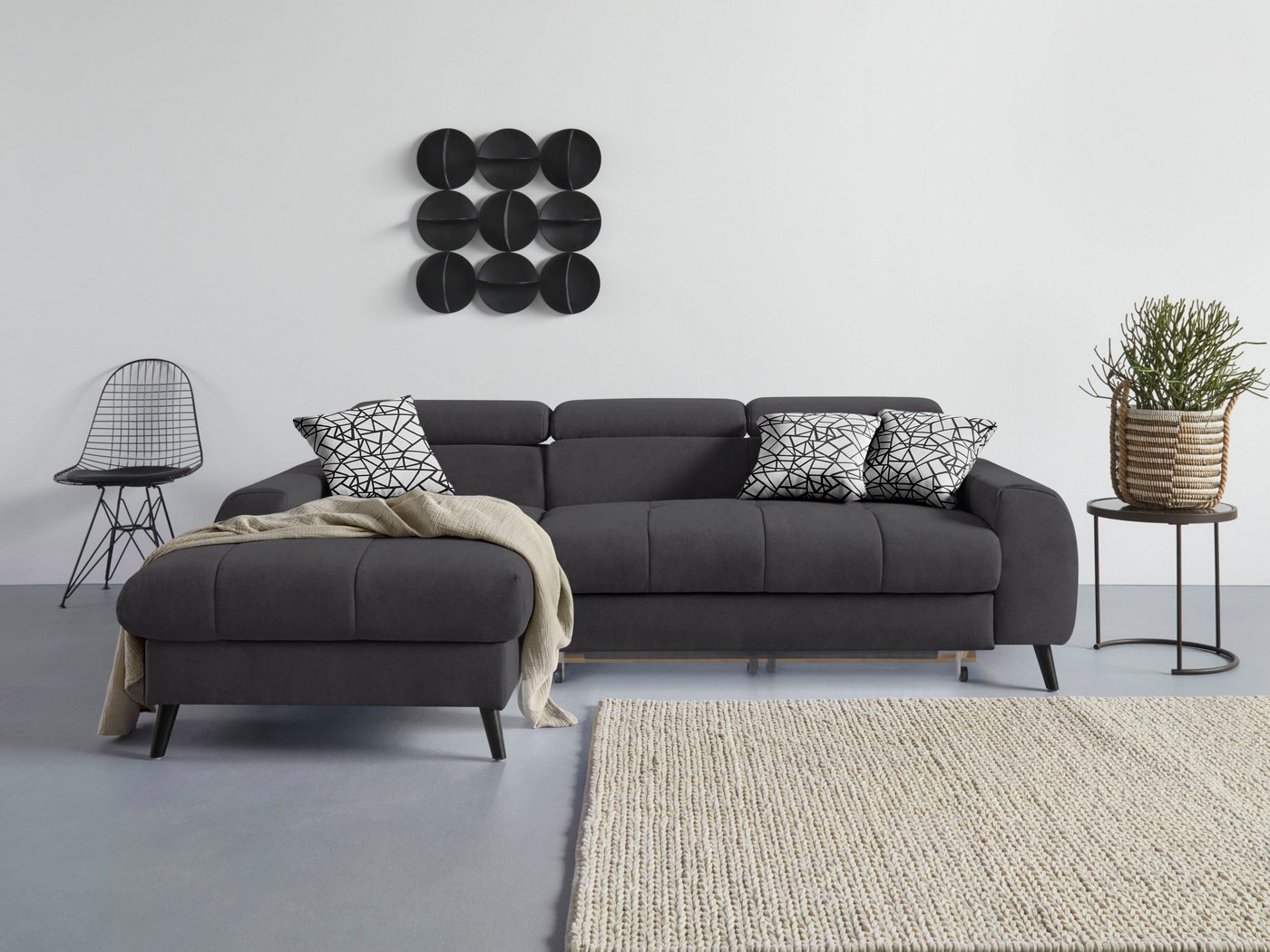 COTTA Ecksofa Mia L-Form mit 3 Zierkissen, wahlweise mit Bettfunktion, Bettkasten, Beleuchtung & Wireless-Charger COTTA Ecksofa Mia L-Form mit 3 Zierkissen, wahlweise mit Bettfunktion, Bettkasten, Beleuchtung & Wireless-Charger von COTTA