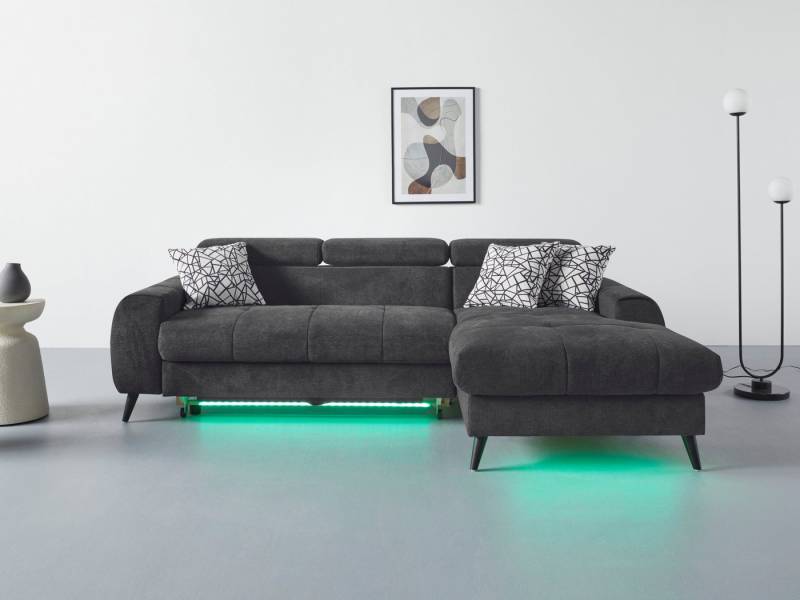 COTTA Ecksofa Mia L-Form, 3-tlg.-Kissen-Set, Recamiere, wahlweise mit oder ohne RGB-Beleuchtung von COTTA