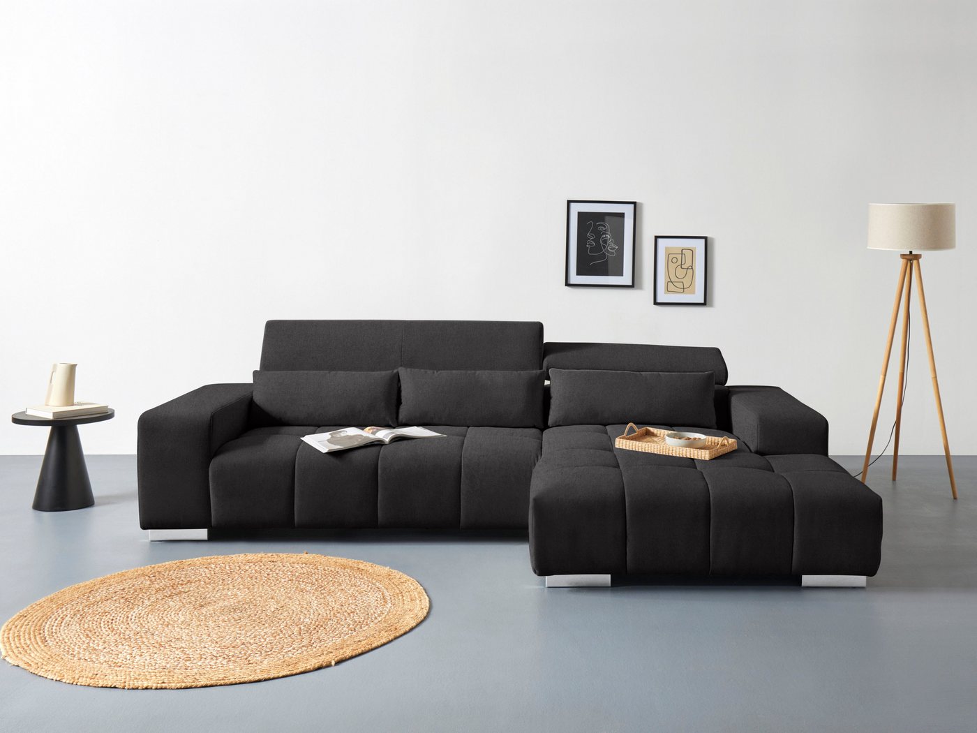 COTTA Ecksofa Orion L-Form, mit Recamiere, inkl. verstellbaren Kopfstützen und 3 Kissen von COTTA