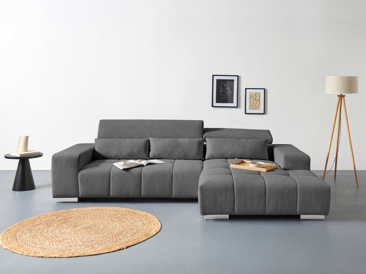 COTTA Ecksofa Orion L-Form, mit Recamiere, inkl. verstellbaren Kopfstützen und 3 Kissen von COTTA