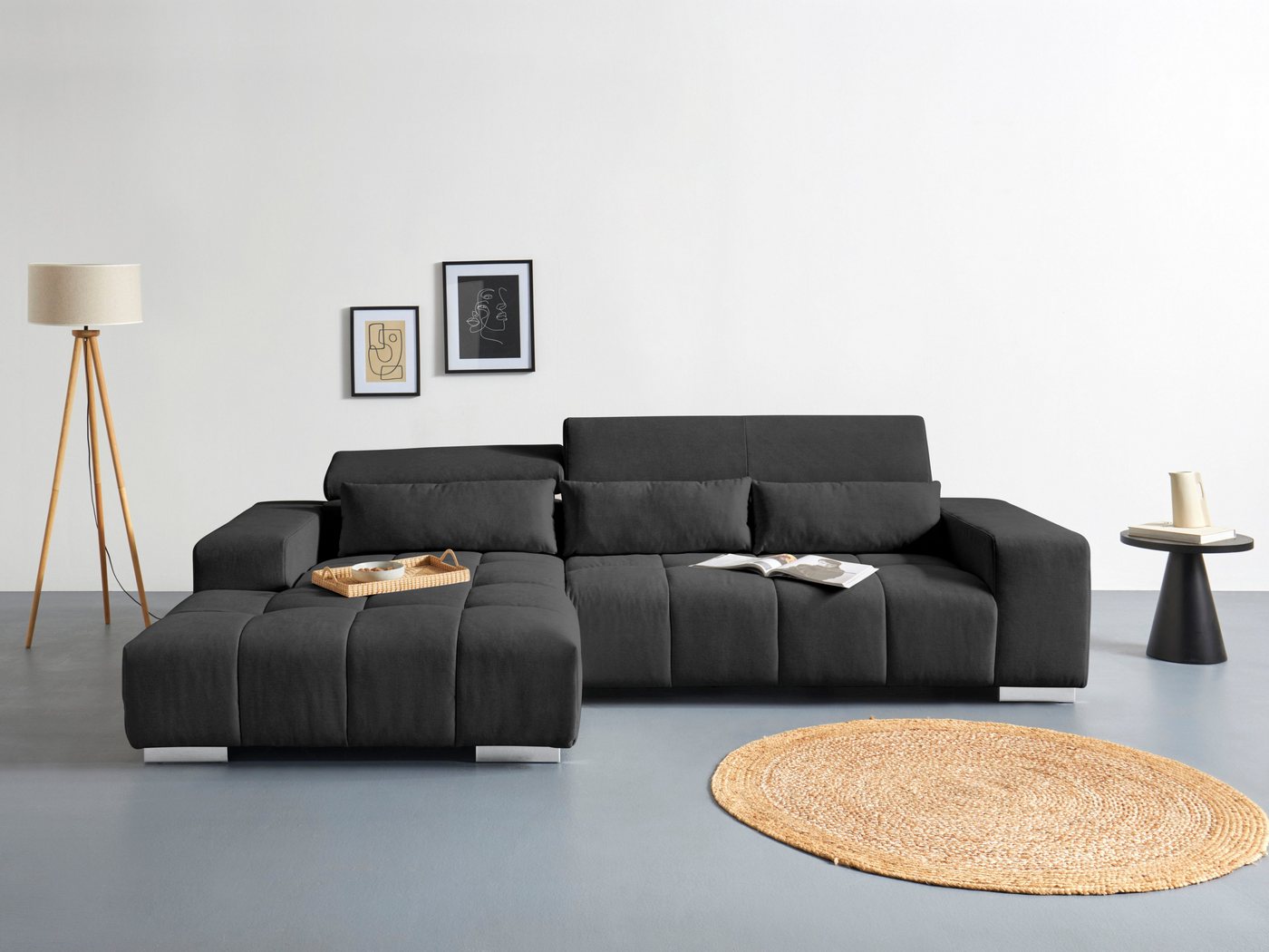 COTTA Ecksofa Orion L-Form, mit Recamiere, inkl. verstellbaren Kopfstützen und 3 Kissen von COTTA