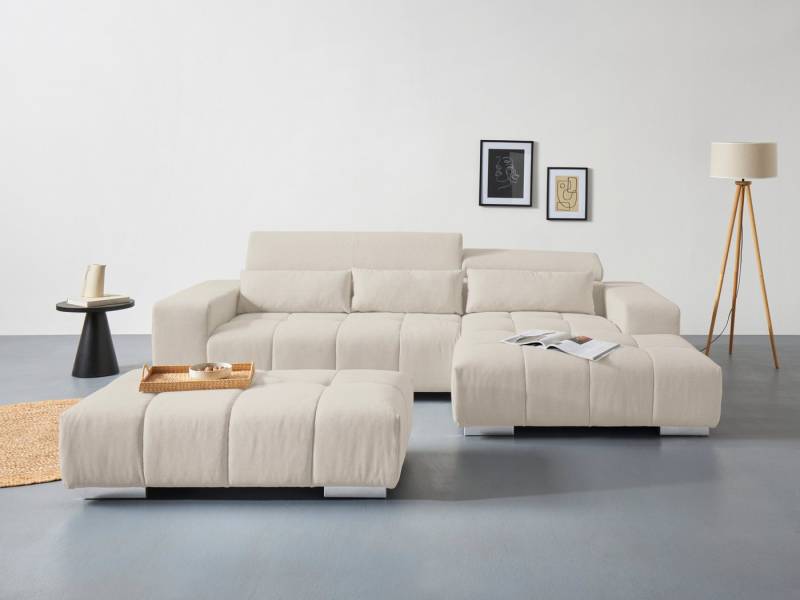 COTTA Ecksofa Orion L-Form, mit Kopfteilverstellung & 3 Nierenkissen von COTTA