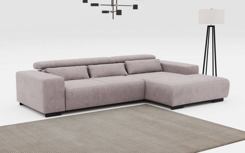 COTTA Ecksofa Side L-Form, mit Kopfteilverstellung & 3 Nierenkissen, optional motorische Sitztiefenverstellung von COTTA