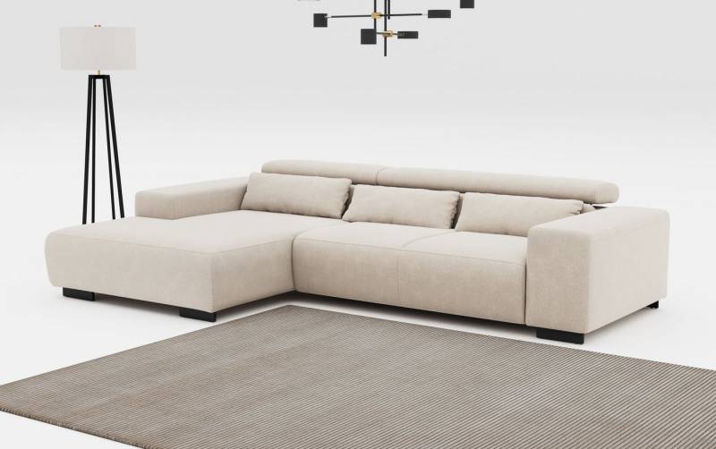 COTTA Ecksofa Side L-Form, mit Kopfteilverstellung & 3 Nierenkissen, optional motorische Sitztiefenverstellung von COTTA