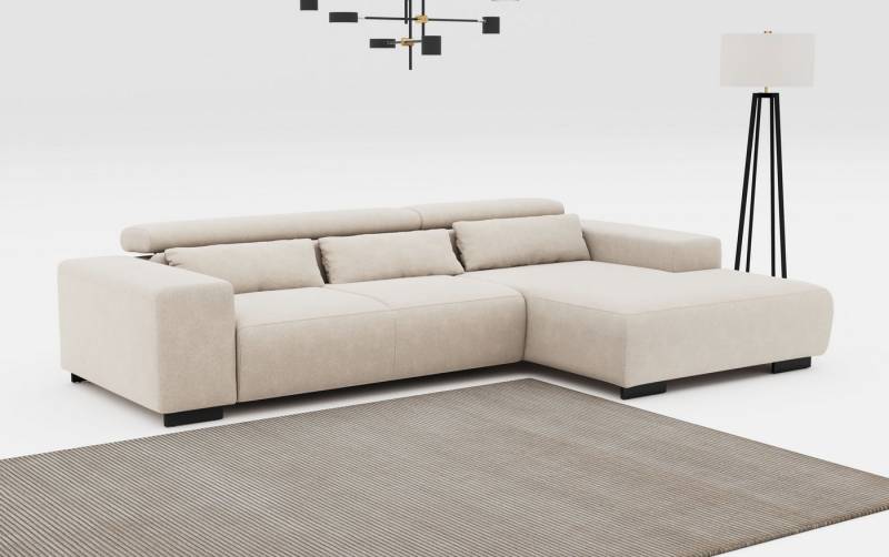 COTTA Ecksofa Side L-Form, mit Kopfteilverstellung & 3 Nierenkissen, optional motorische Sitztiefenverstellung von COTTA