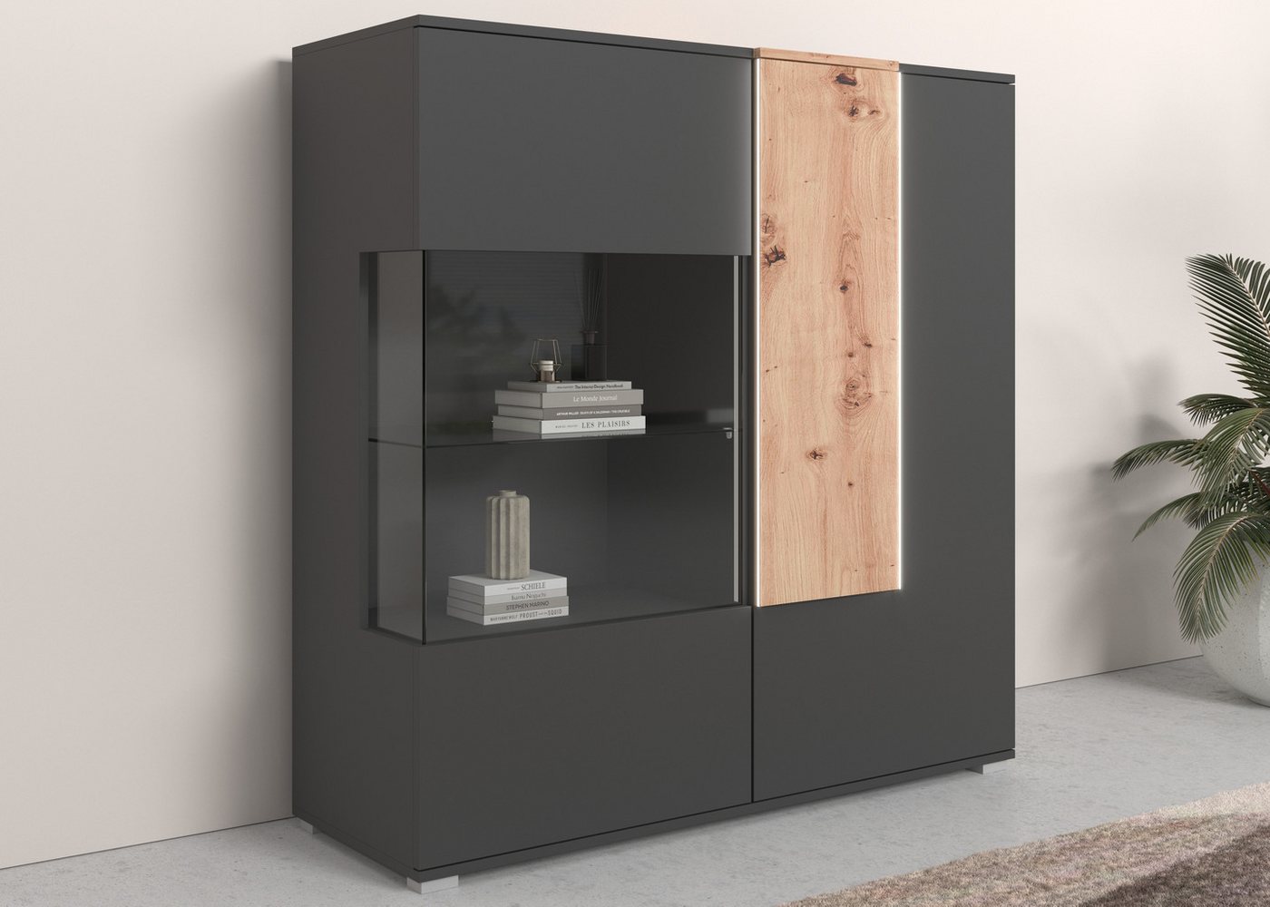 COTTA Highboard Montana, Breite 120 cm, inkl. LED-Beleuchtung und Push-To-Open von COTTA