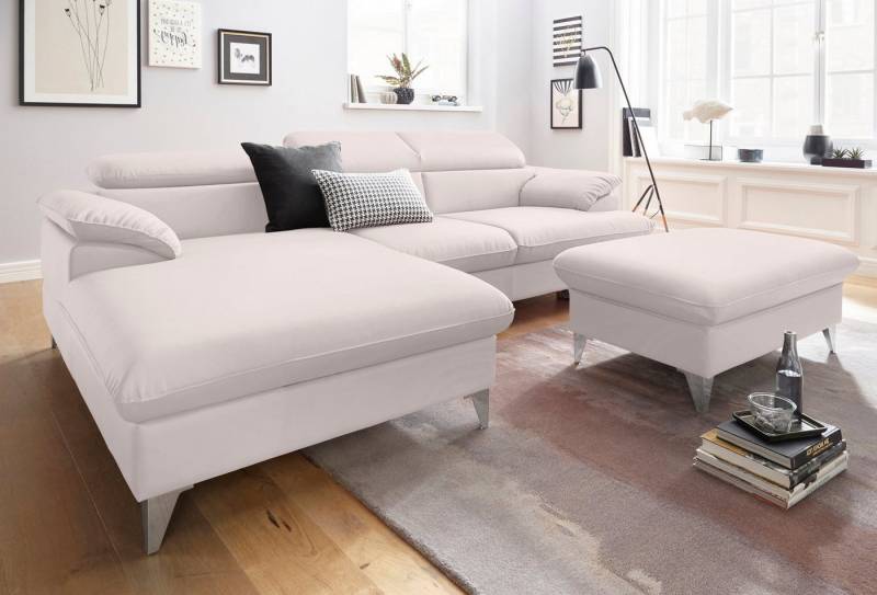 COTTA Polstergarnitur Caluso L-Form, (2-tlg), Set bestehend aus: Ecksofa mit Kopfteilverstellung & Hocker von COTTA