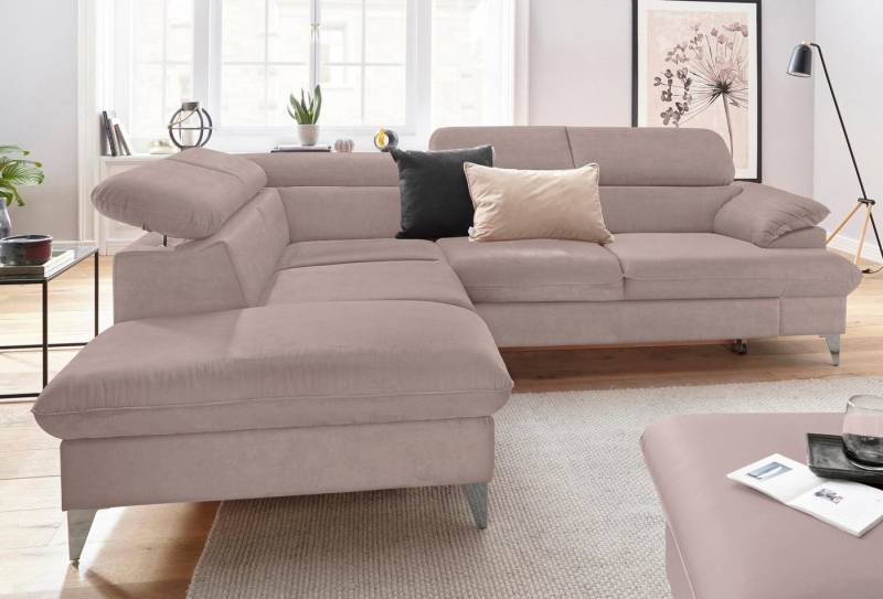 COTTA Polstergarnitur Caluso L-Form, Set bestehend aus: Ecksofa mit Kopfteilverstellung & Hocker von COTTA