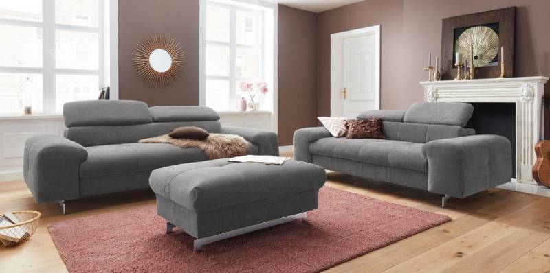 COTTA Polstergarnitur Chef, (Set), Set bestehend aus: 3-Sitzer mit Kopfteilverstellung & Hocker von COTTA