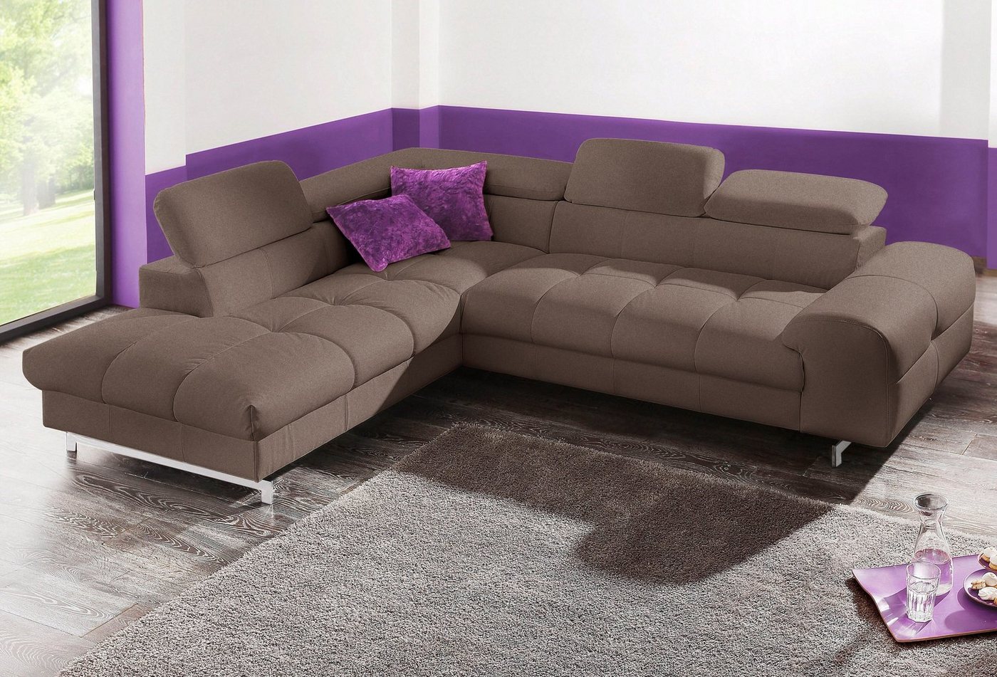 COTTA Polstergarnitur Chef L-Form, (Set), Set bestehend aus: Ecksofa mit Kopfteilverstellung & Hocker von COTTA
