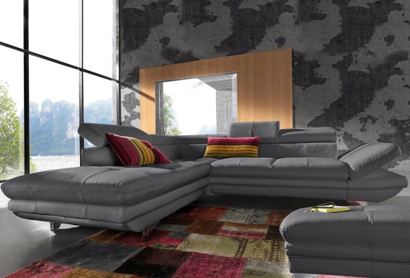 COTTA Polstergarnitur Enterprise L-Form, (Set), Set bestehend aus: Ecksofa mit Arm- & Kopfteilverstellung & Hocker von COTTA