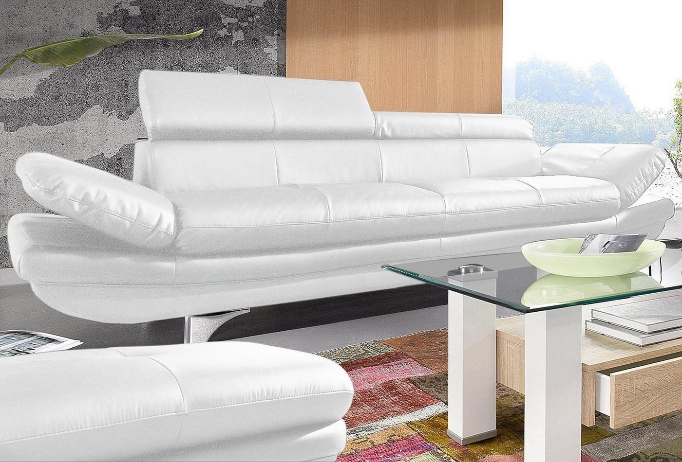 COTTA Polstergarnitur Enterprise, (Set), Set bestehend aus: 3-Sitzer mit Arm- & Kopfteilverstellung & Hocker von COTTA