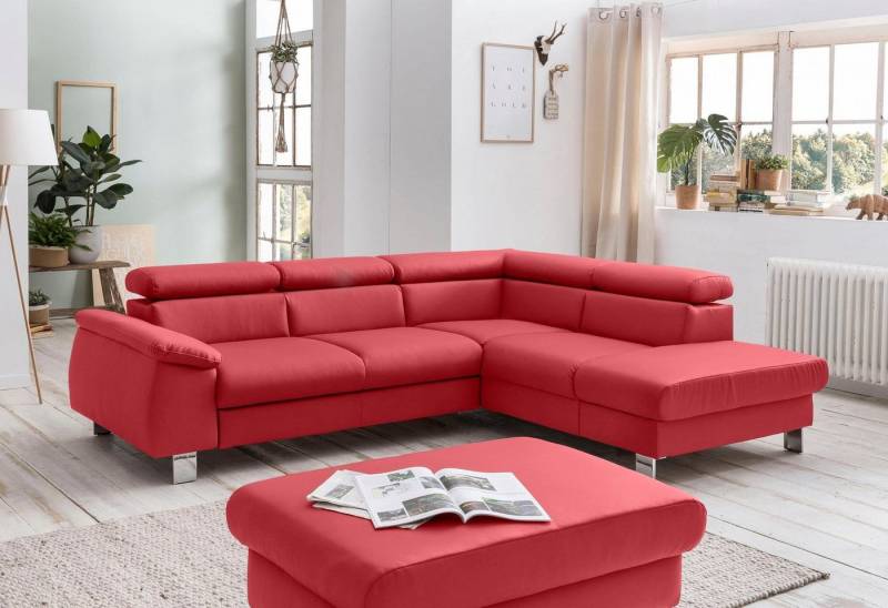 COTTA Polstergarnitur Komaris L-Form, (Set), Set bestehend aus: Ecksofa mit Kopfteilverstellung & Hocker von COTTA
