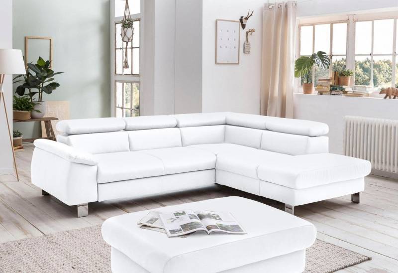 COTTA Polstergarnitur Komaris L-Form, (Set), Set bestehend aus: Ecksofa mit Kopfteilverstellung & Hocker von COTTA