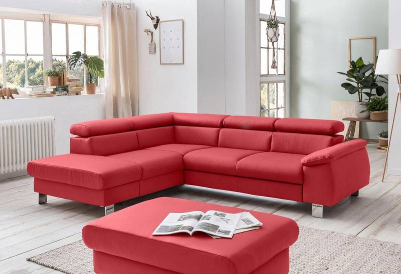 COTTA Polstergarnitur Komaris L-Form, (Set), Set bestehend aus: Ecksofa mit Kopfteilverstellung & Hocker von COTTA