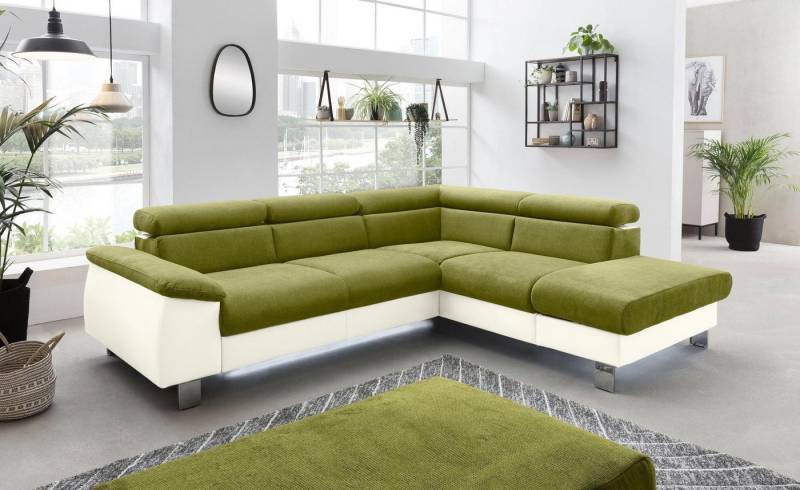 COTTA Polstergarnitur Komaris L-Form, (Set), Set bestehend aus: Ecksofa mit Kopfteilverstellung & Hocker von COTTA