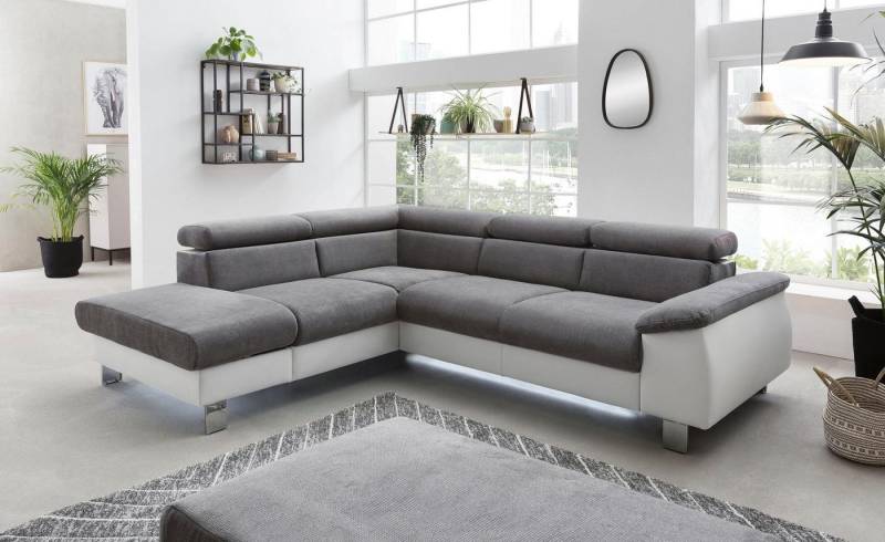 COTTA Polstergarnitur Komaris L-Form, (Set), Set bestehend aus: Ecksofa mit Kopfteilverstellung & Hocker von COTTA