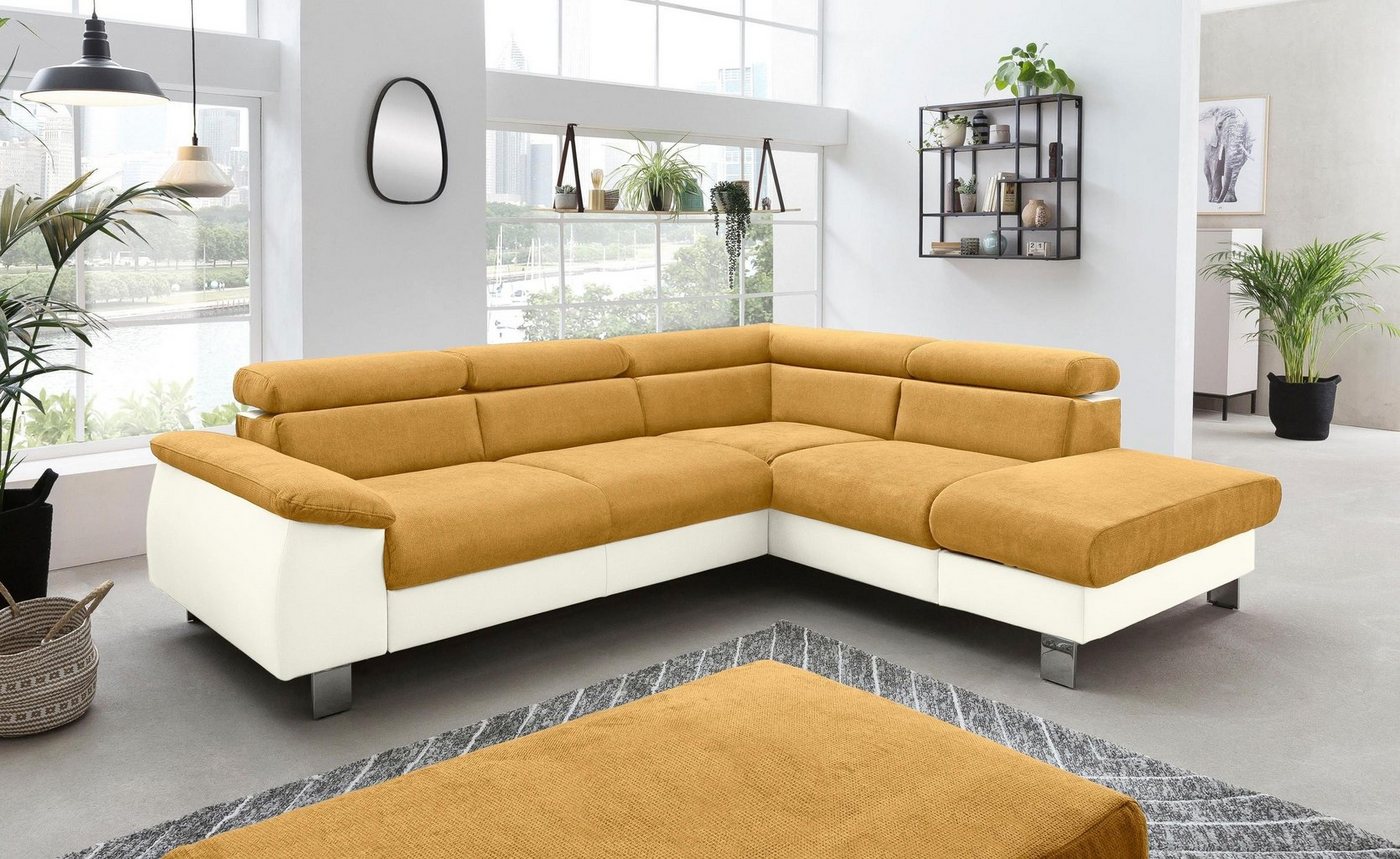 COTTA Polstergarnitur Komaris, (Set), Set: bestehend aus Ecksofa und Hocker, Kopfteilverstellung von COTTA