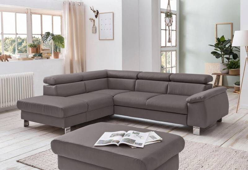 COTTA Polstergarnitur Komaris L-Form, (Set), Set bestehend aus: Ecksofa mit Kopfteilverstellung & Hocker von COTTA