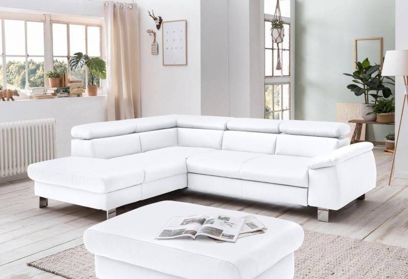 COTTA Polstergarnitur Komaris L-Form, (Set), Set bestehend aus: Ecksofa mit Kopfteilverstellung & Hocker von COTTA