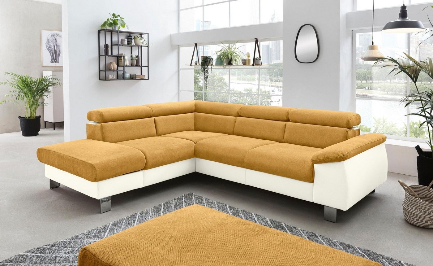 COTTA Polstergarnitur Komaris, (Set), Set: bestehend aus Ecksofa und Hocker, Kopfteilverstellung von COTTA