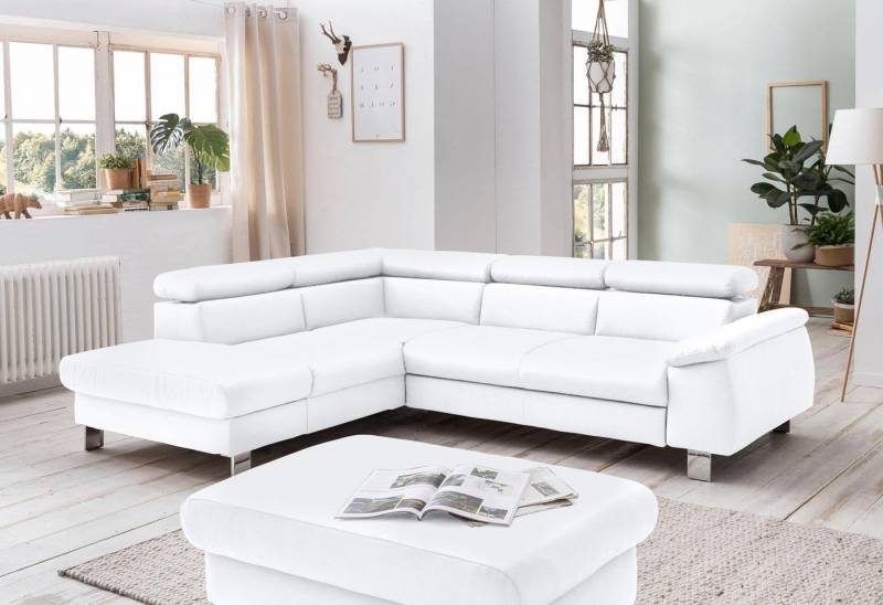 COTTA Polstergarnitur Komaris L-Form, (Set), Set bestehend aus: Ecksofa mit Kopfteilverstellung & Hocker von COTTA